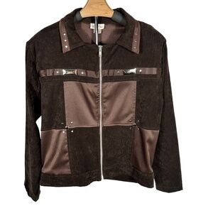 Women's | Rio Inc | Vintage Brown Suede Italy Zip Jacket Pantsuit 2 pc.